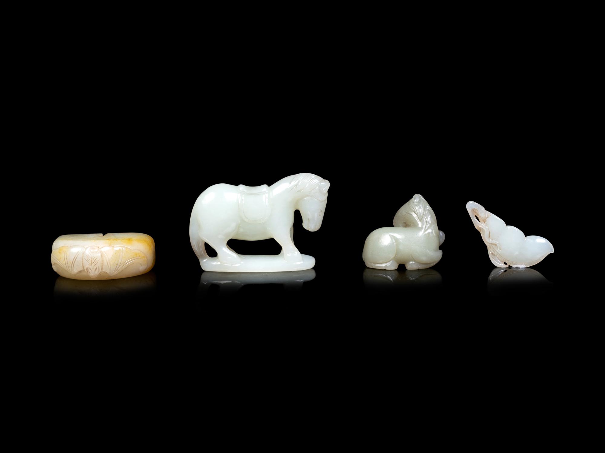 Four Chinese Pale Celadon Jade Carvings