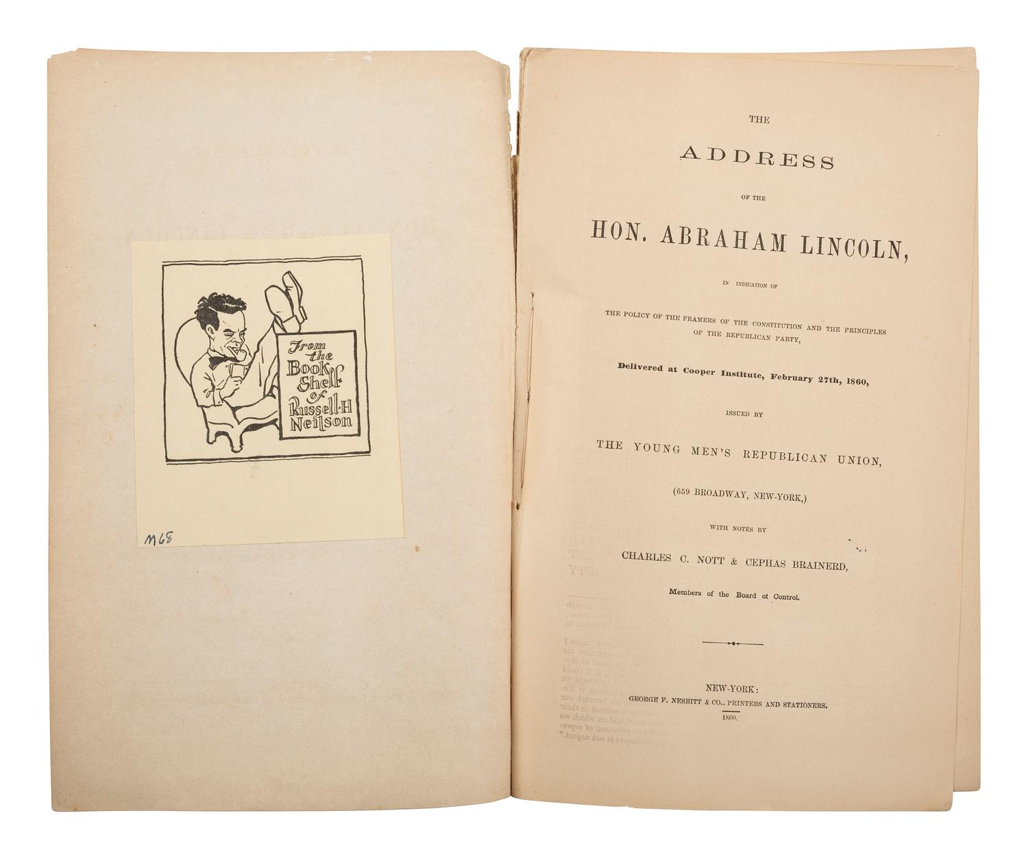 [LINCOLN, Abraham (1809-1865)"The Cooper Union Speech"].