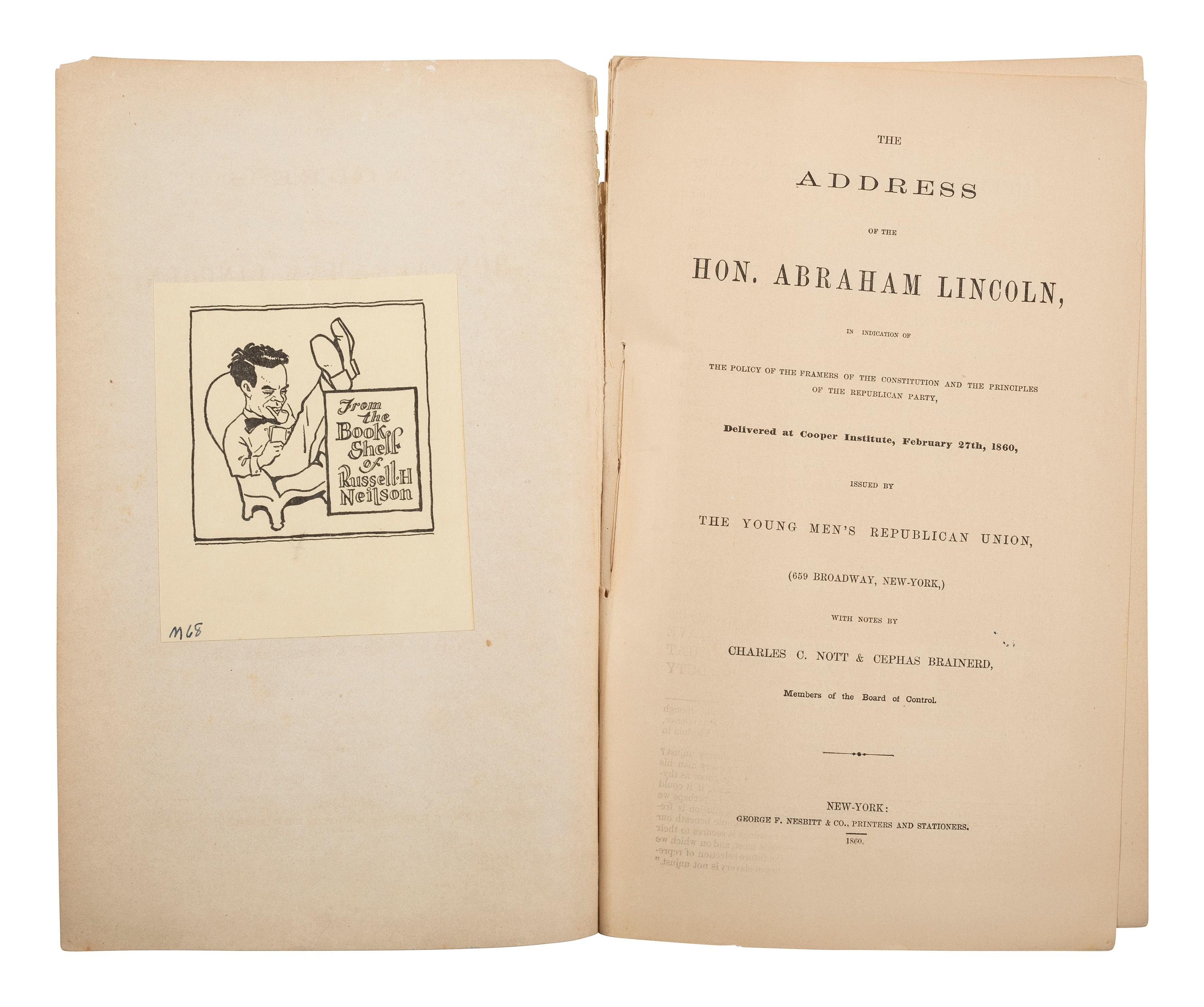 [LINCOLN, Abraham (1809-1865)"The Cooper Union Speech"].