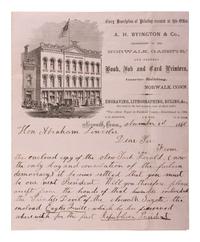 [LINCOLNIANA - POLITICS]. Two campaign letterheads from New York political organizations, ca 1864.