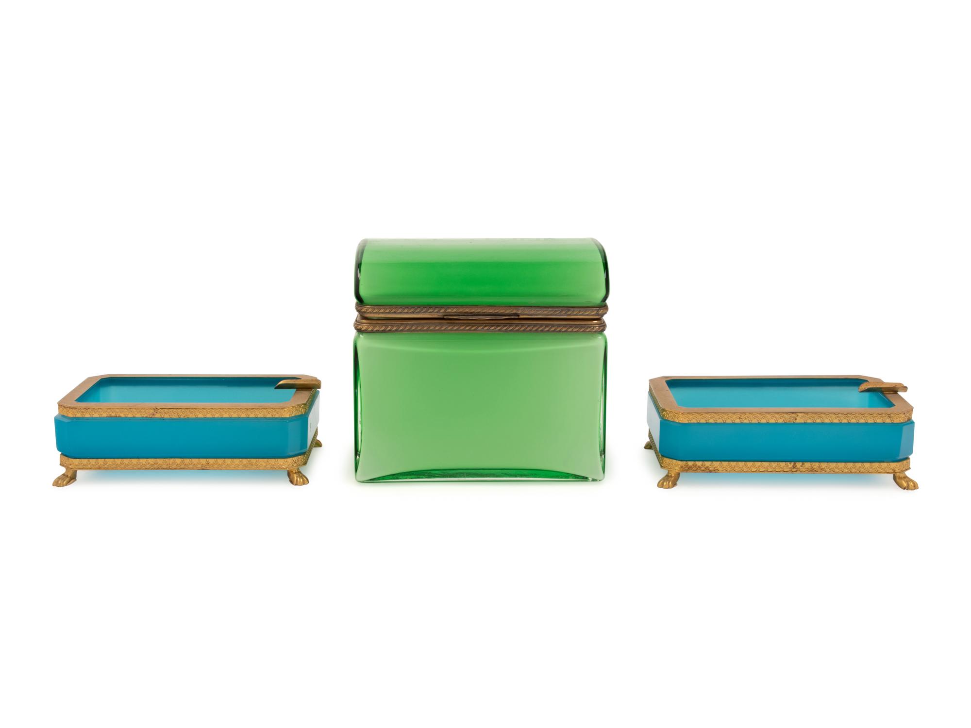 Three French Opaline Glass Table Articles