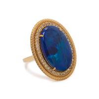 BLACK OPAL AND DIAMOND RING