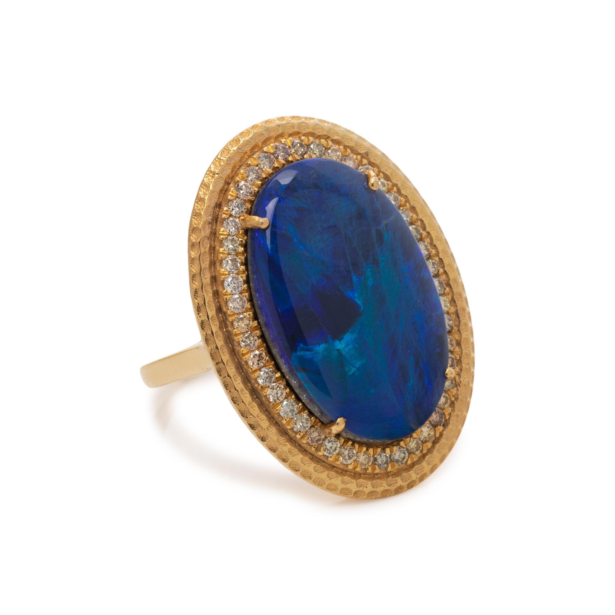 BLACK OPAL AND DIAMOND RING