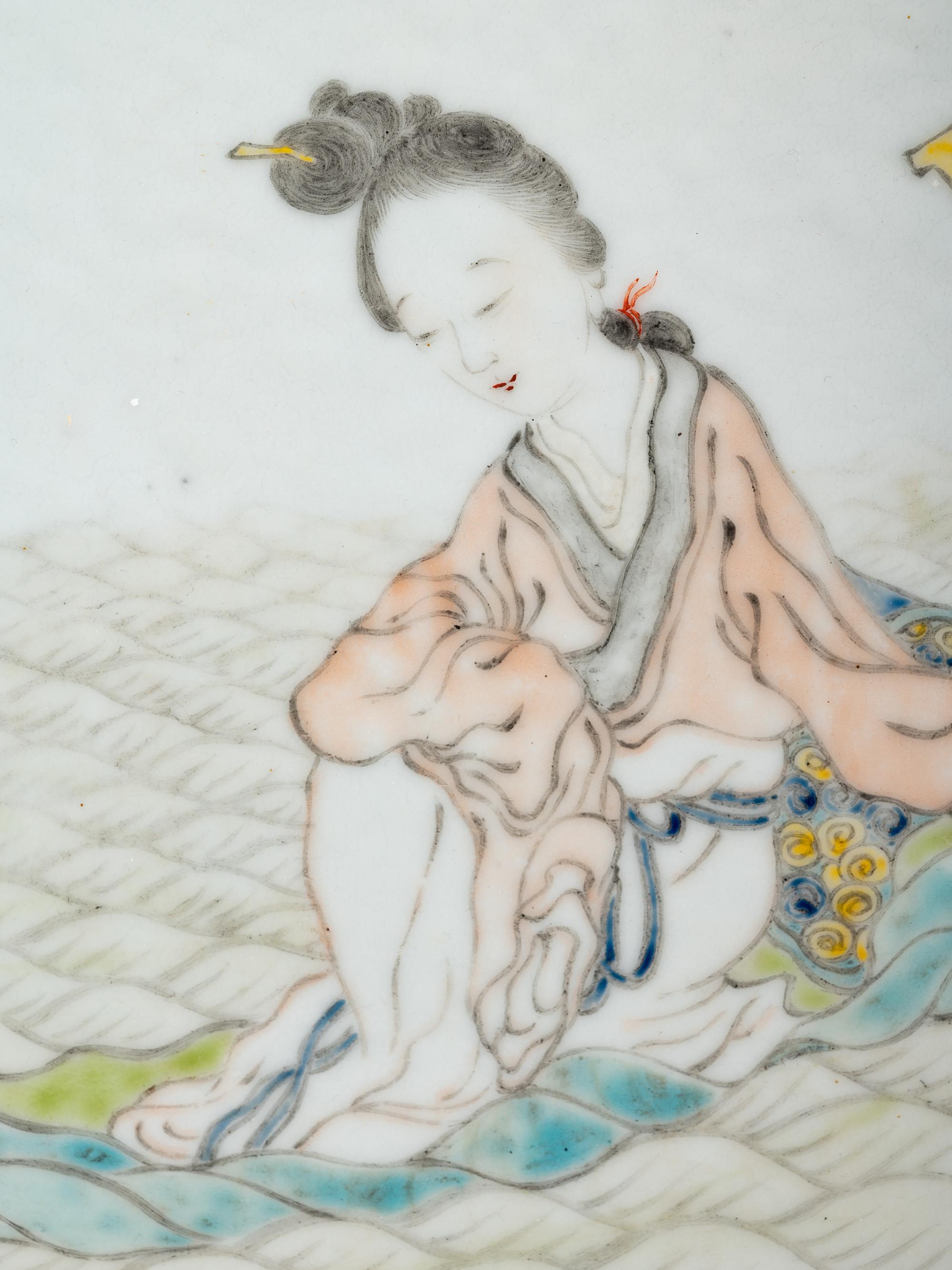 A Chinese Famille Rose Porcelain Plaque by Wang Zhang (汪章)