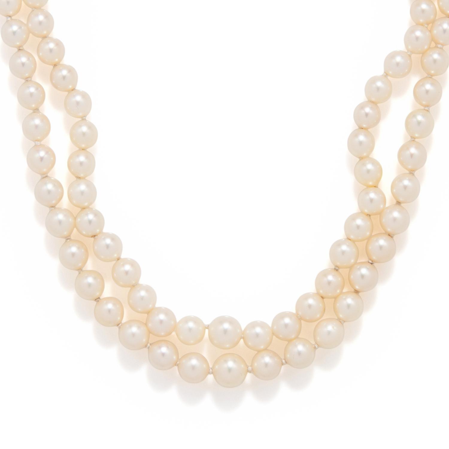 DOUBLE STRAND CULTURED PEARL NECKLACE