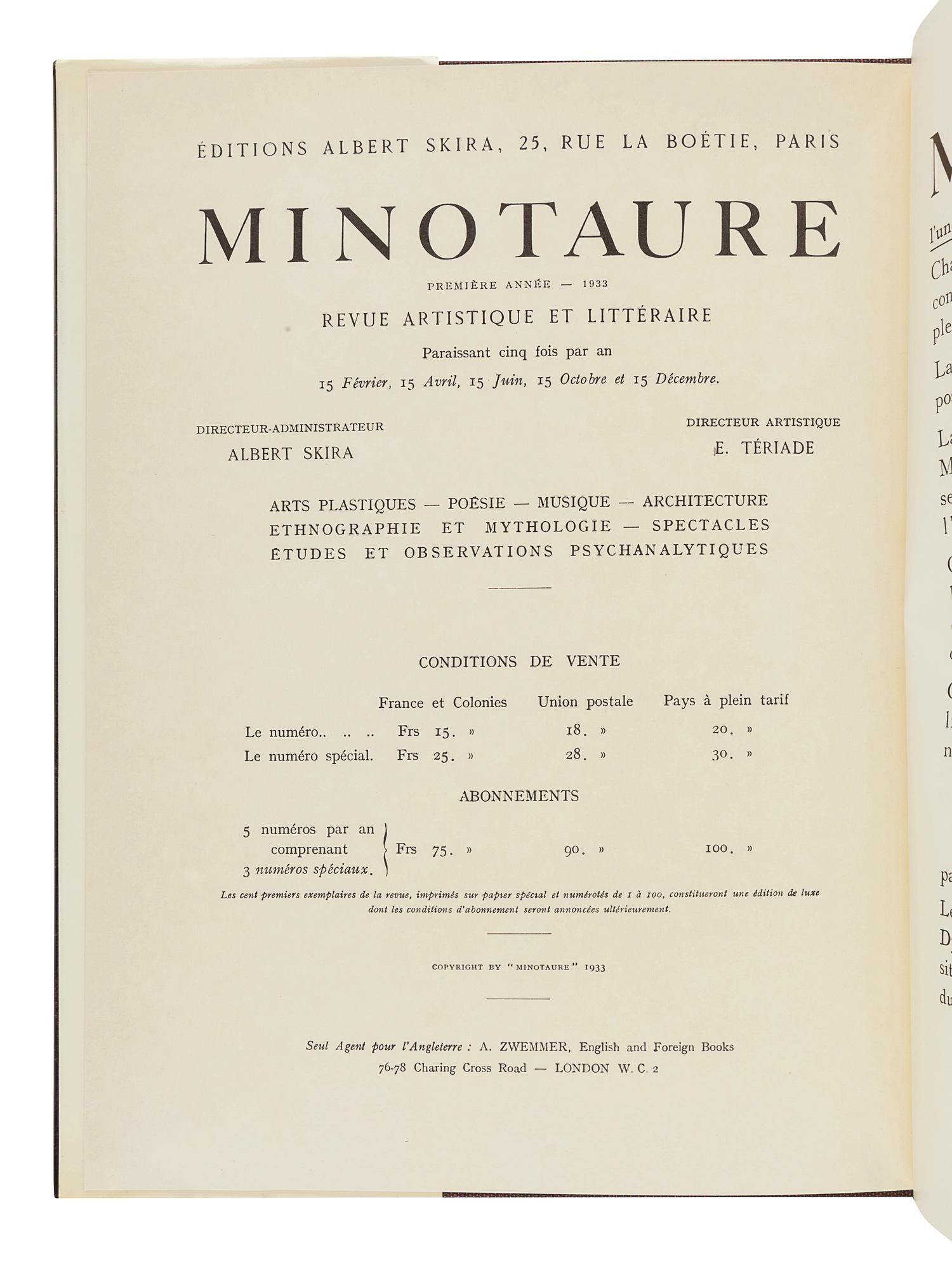 Minotaure. New York: Skira, Rizzoli International Publications, Inc., 1980-1981.