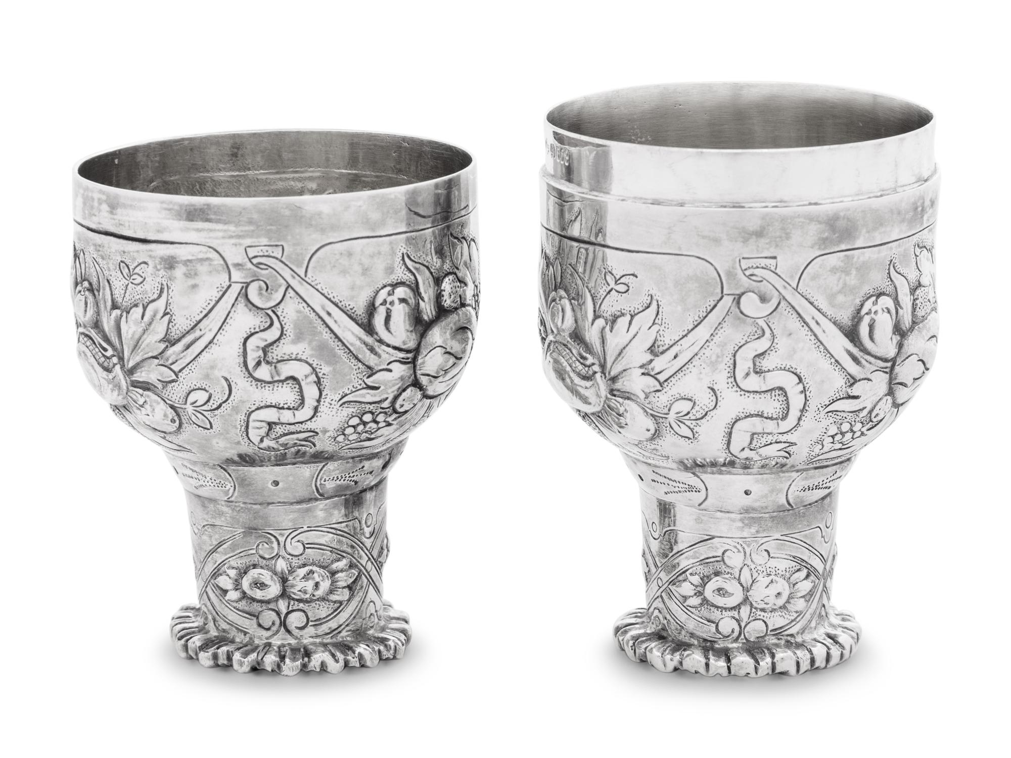A Pair of German Silver Traveling Cups