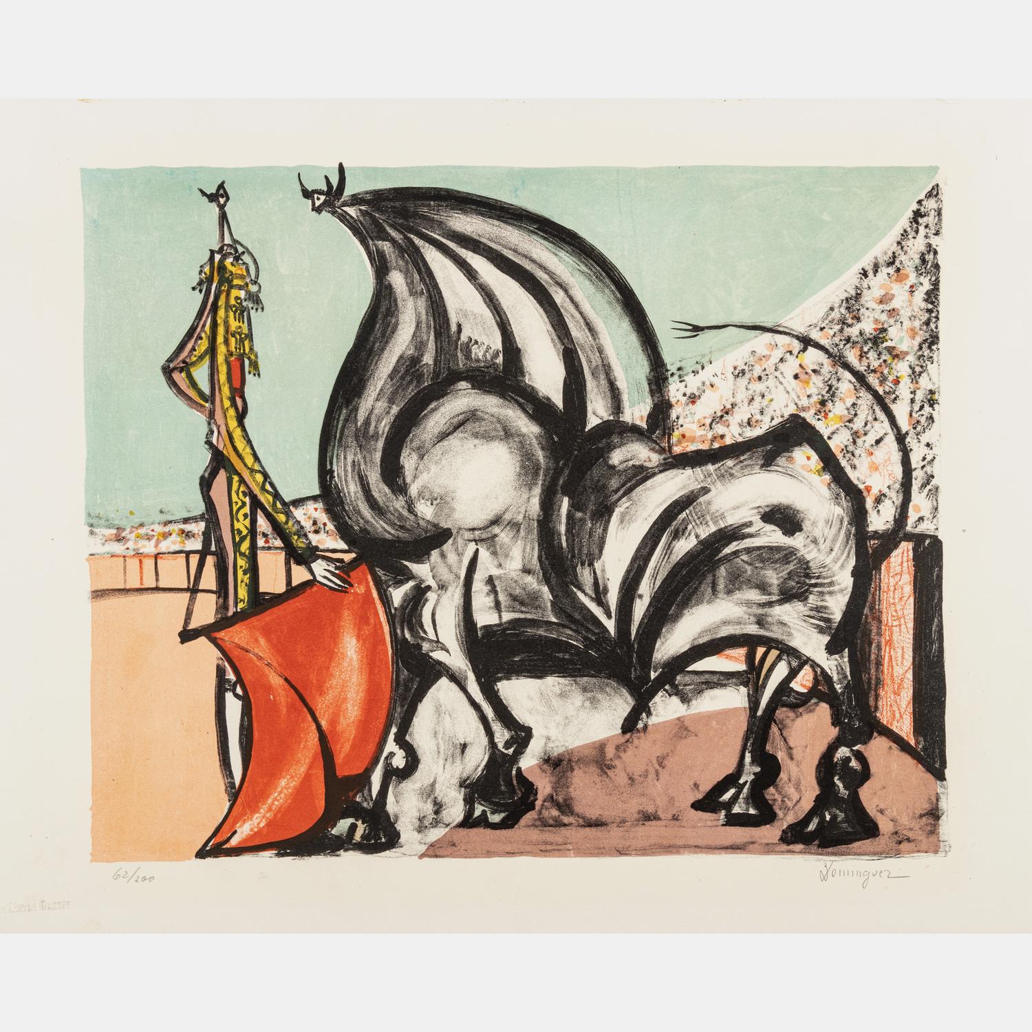 A Group of Three Prints by Óscar Domínguez, Franco Gentilini, and Massimo Campigli