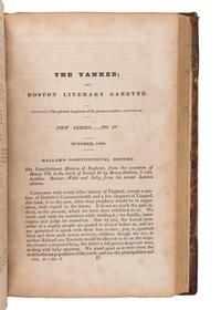 [POE, Edgar Allan (1809-1849)]. [Review of "Fairyland"] pp. 168. -- [Review of "Al Aaraaf" and "Tamerlane"] pp. 295-298. In: The Yankee; and Boston Literary Gazette. No. 79. New Series. John NEAL, editor. N.p.: N.p., July 1829 - November 1829.