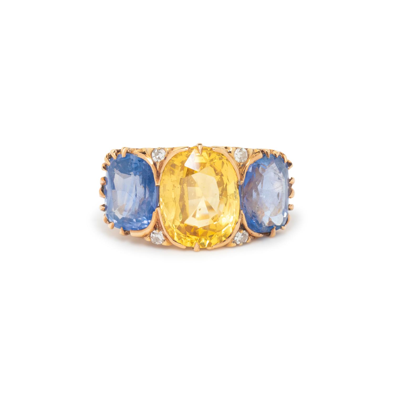 MULTICOLOR CEYLON SAPPHIRE AND DIAMOND RING