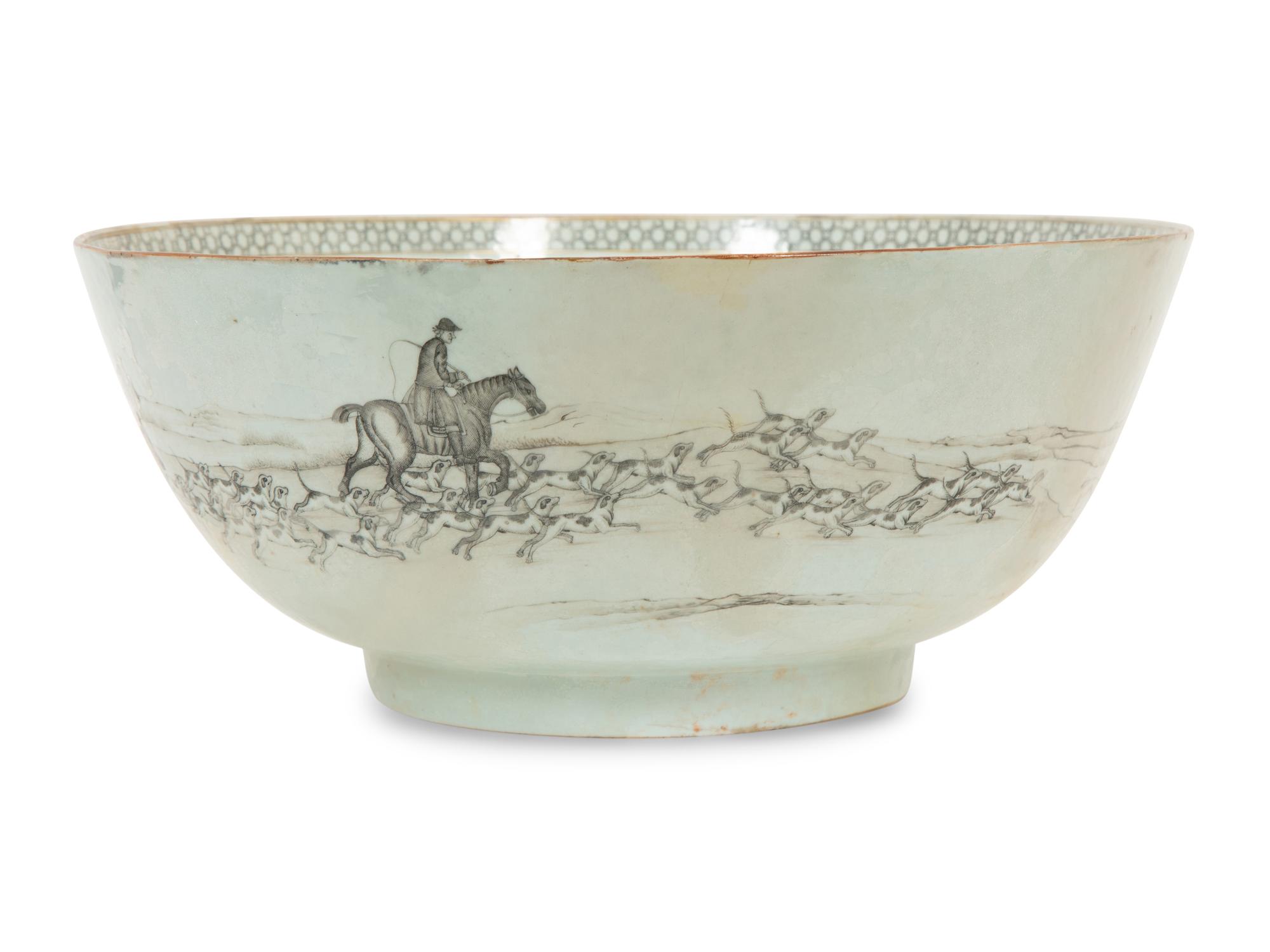 A Chinese Export Grisaille Porcelain Center Bowl