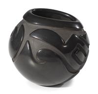 Carved Blackware Pottery Jar