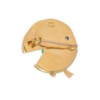 YELLOW GOLD, EMERALD AND DIAMOND FROG AND LILY PAD BROOCH