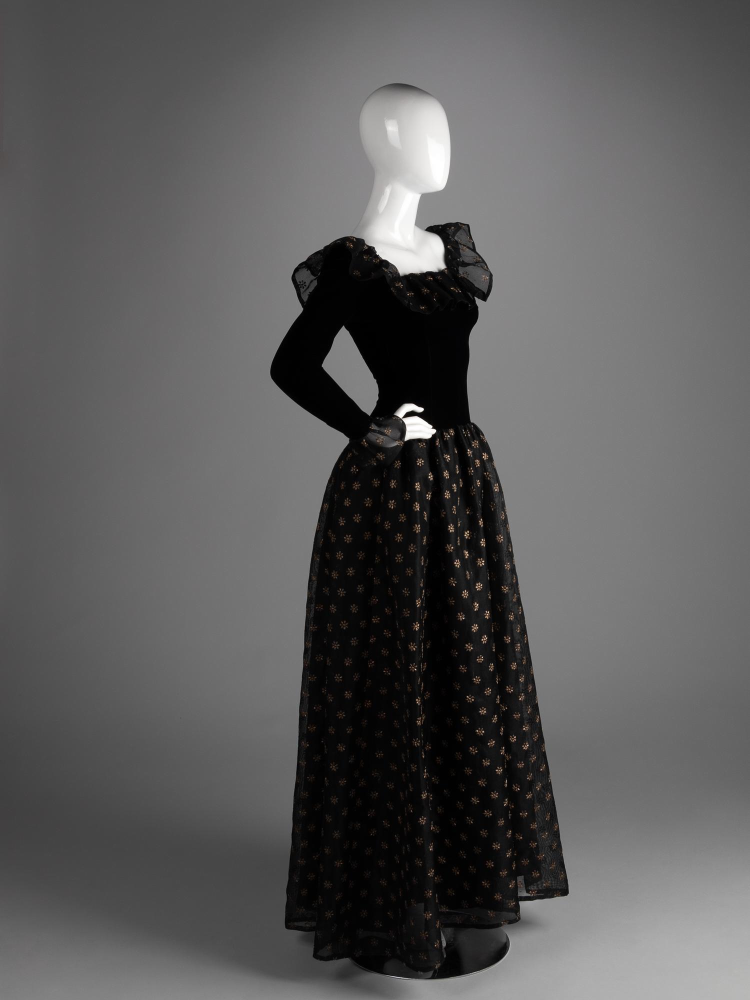 Givenchy Haute Couture Floral Embroidered Evening Dress, 1970-90s