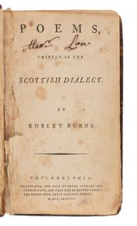 BURNS, Robert (1759-1796. Poems, Chiefly in the Scottish Dialect . Philadelphia: Peter Stewart and George Hyde, 1788.