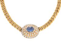 NICOLIS COLA, YELLOW GOLD, SAPPHIRE AND DIAMOND NECKLACE