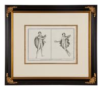 A Pair of Italian Engravings in Parcel Gilt and Ebonized Frames — 18TH CENTURY