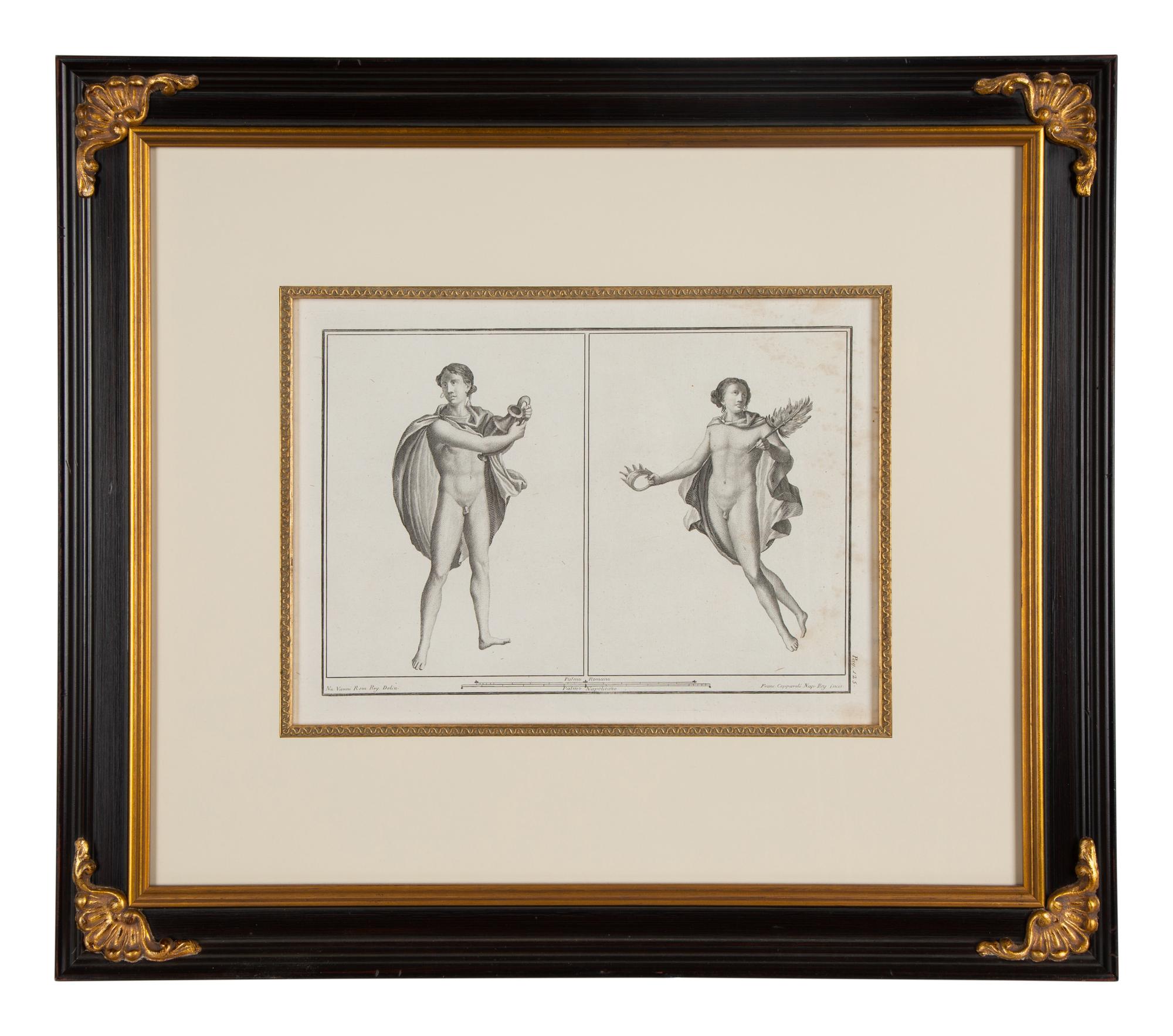 A Pair of Italian Engravings in Parcel Gilt and Ebonized Frames — 18TH CENTURY