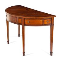 A George III Satinwood and Marquetry Demilune Serving Table