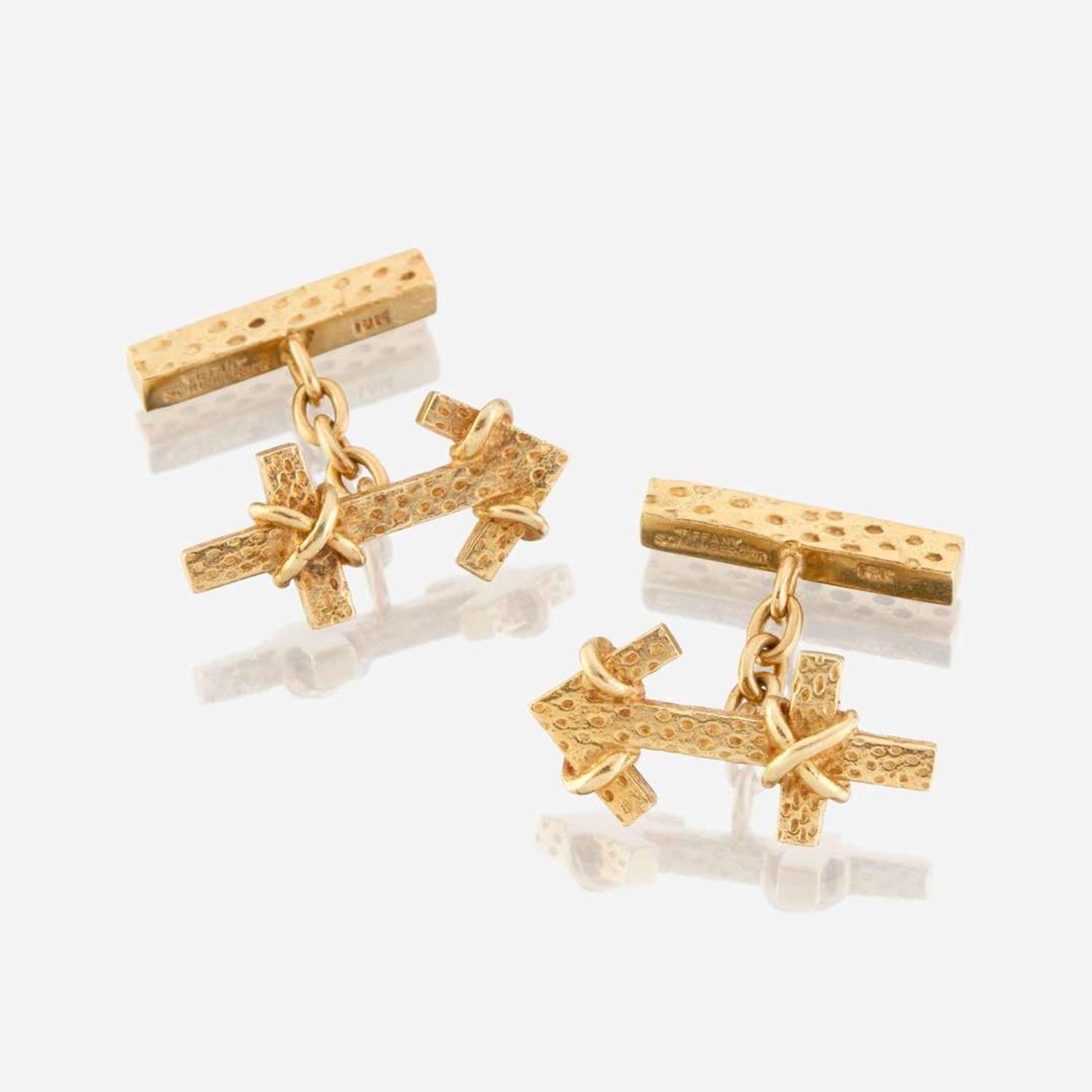 A pair of gold cufflinks, Tiffany & Co. Schlumberger