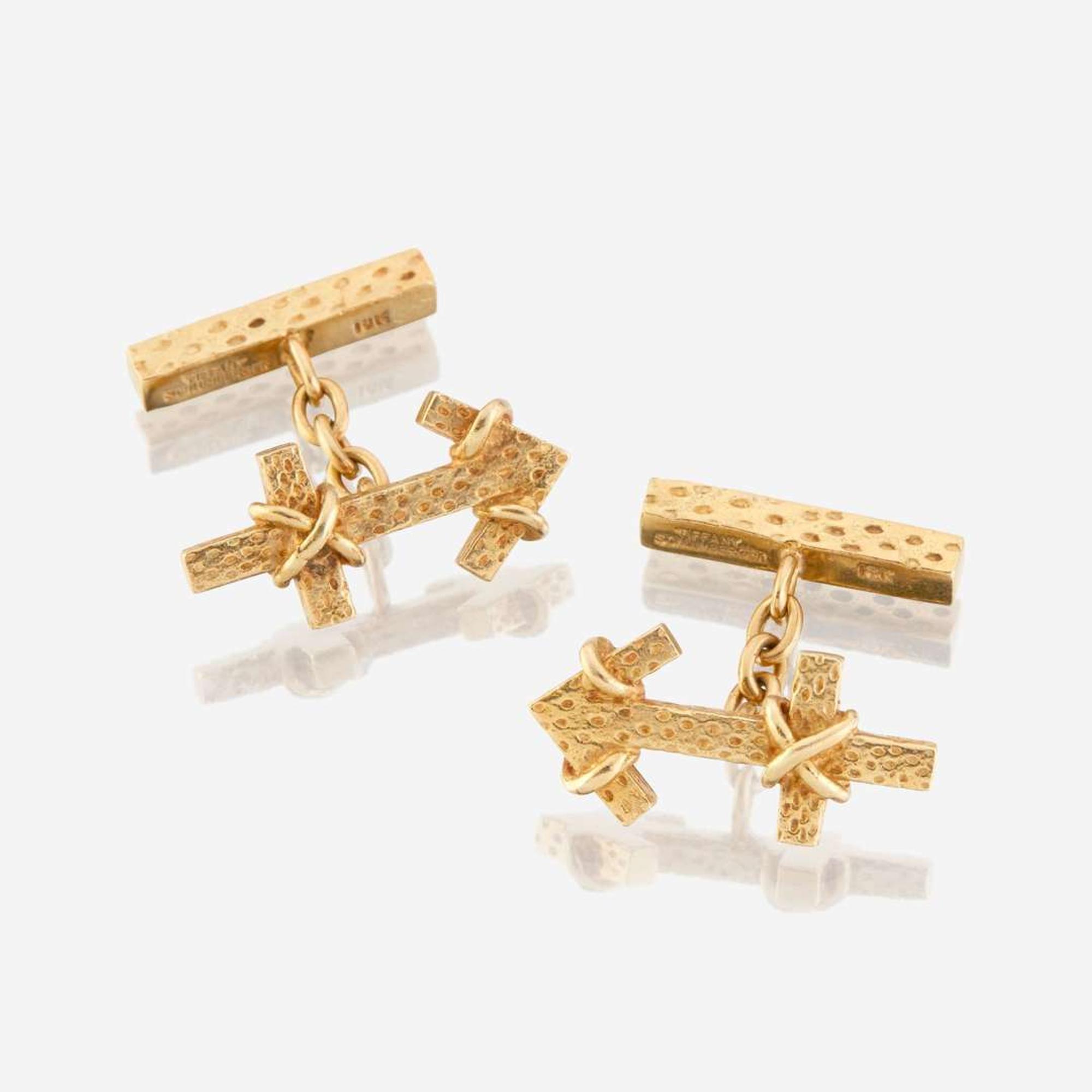 A pair of gold cufflinks, Tiffany & Co. Schlumberger