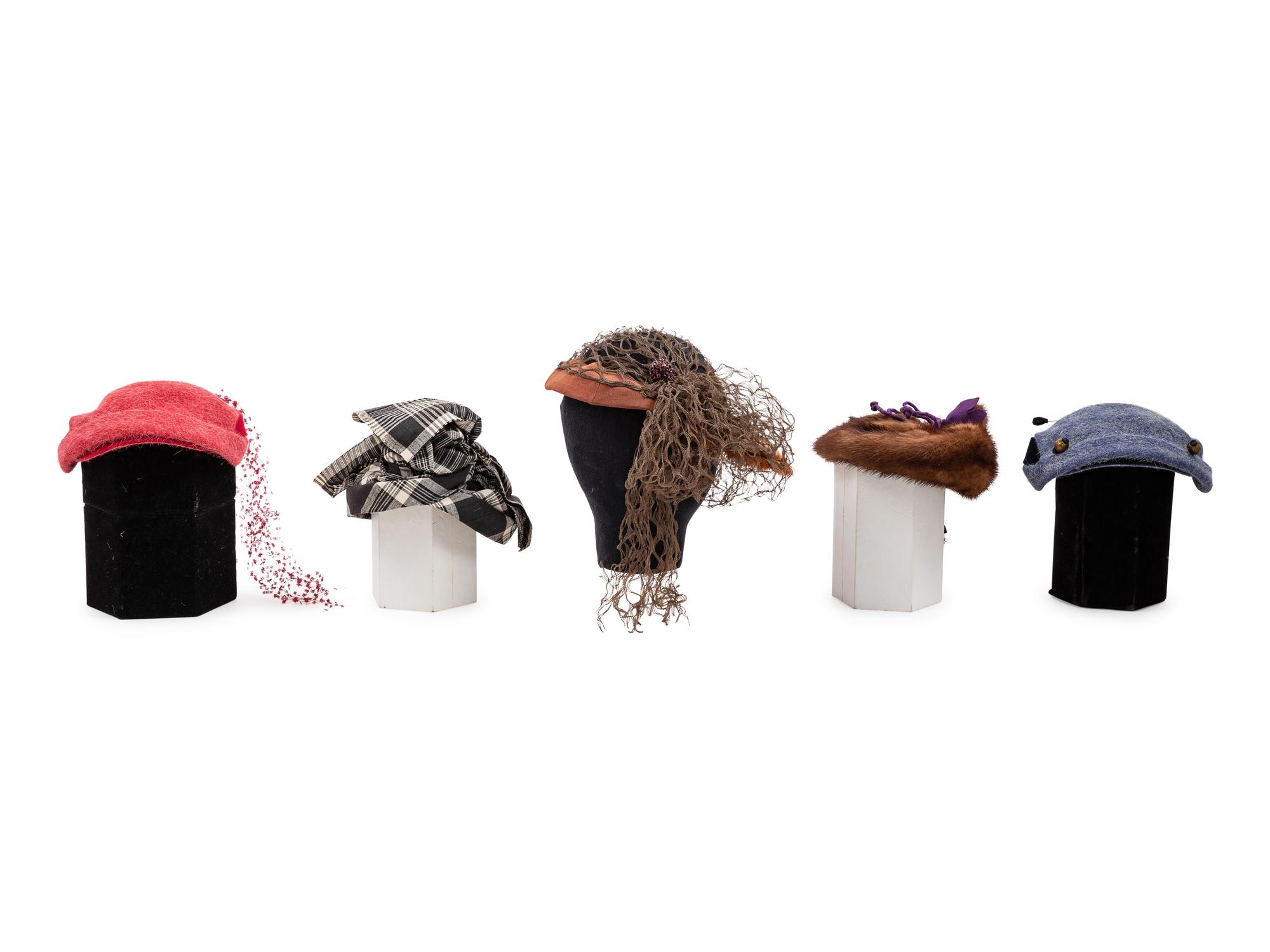Group of Five Vintage Hats, 1940-60s — Sold to benefit the Art Acquisition Fund at the Indianapolis Museum of Art at Newfield.