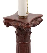 A Pair of Faux Porphyry Painted Columnar Two-Light Lamps with Marble Bases