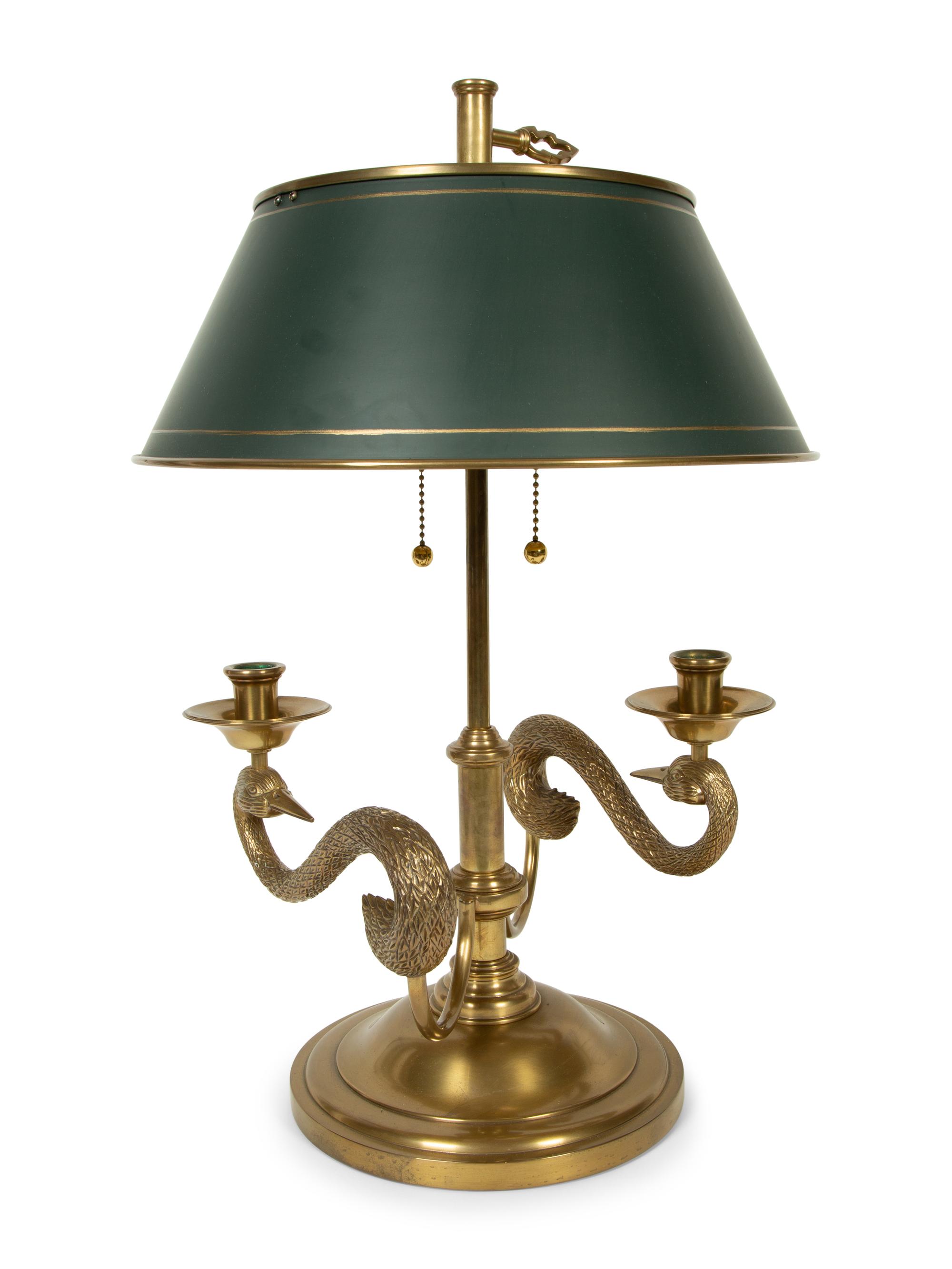 A Gilt Metal Bouilotte Lamp with Swan's Neck Arms — 20TH/21ST CENTURY