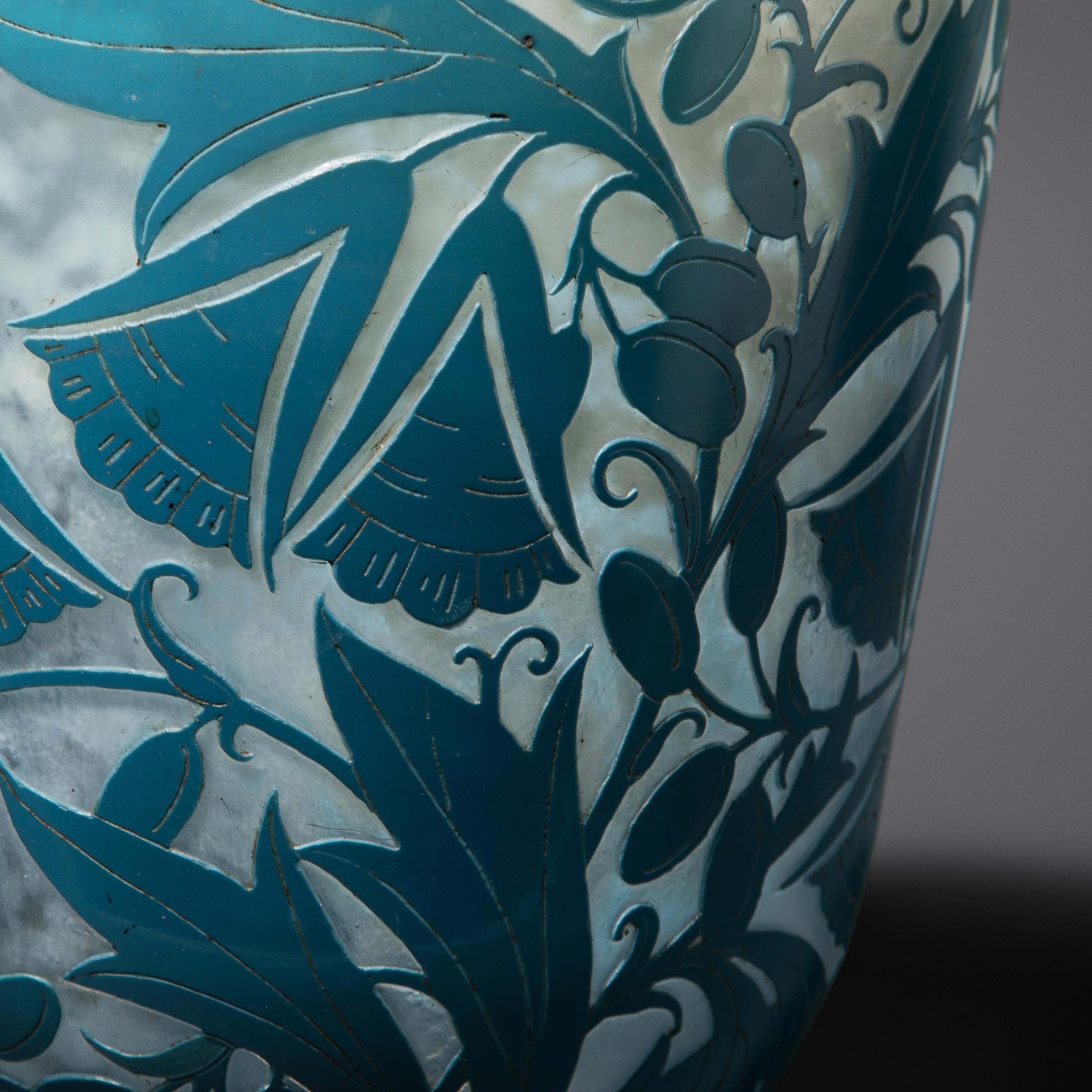 Blue cameo vase, c. 1900 Daum, France