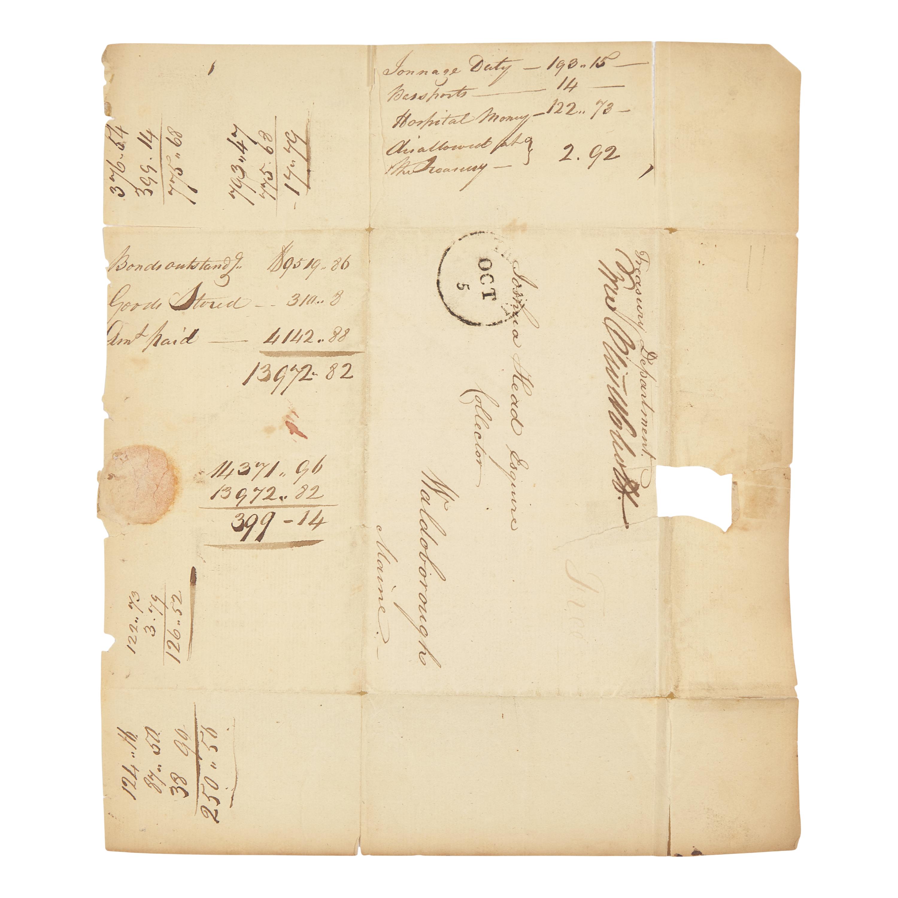 [Americana] [Declaration of Independence] Wolcott, Oliver. Free franked signature