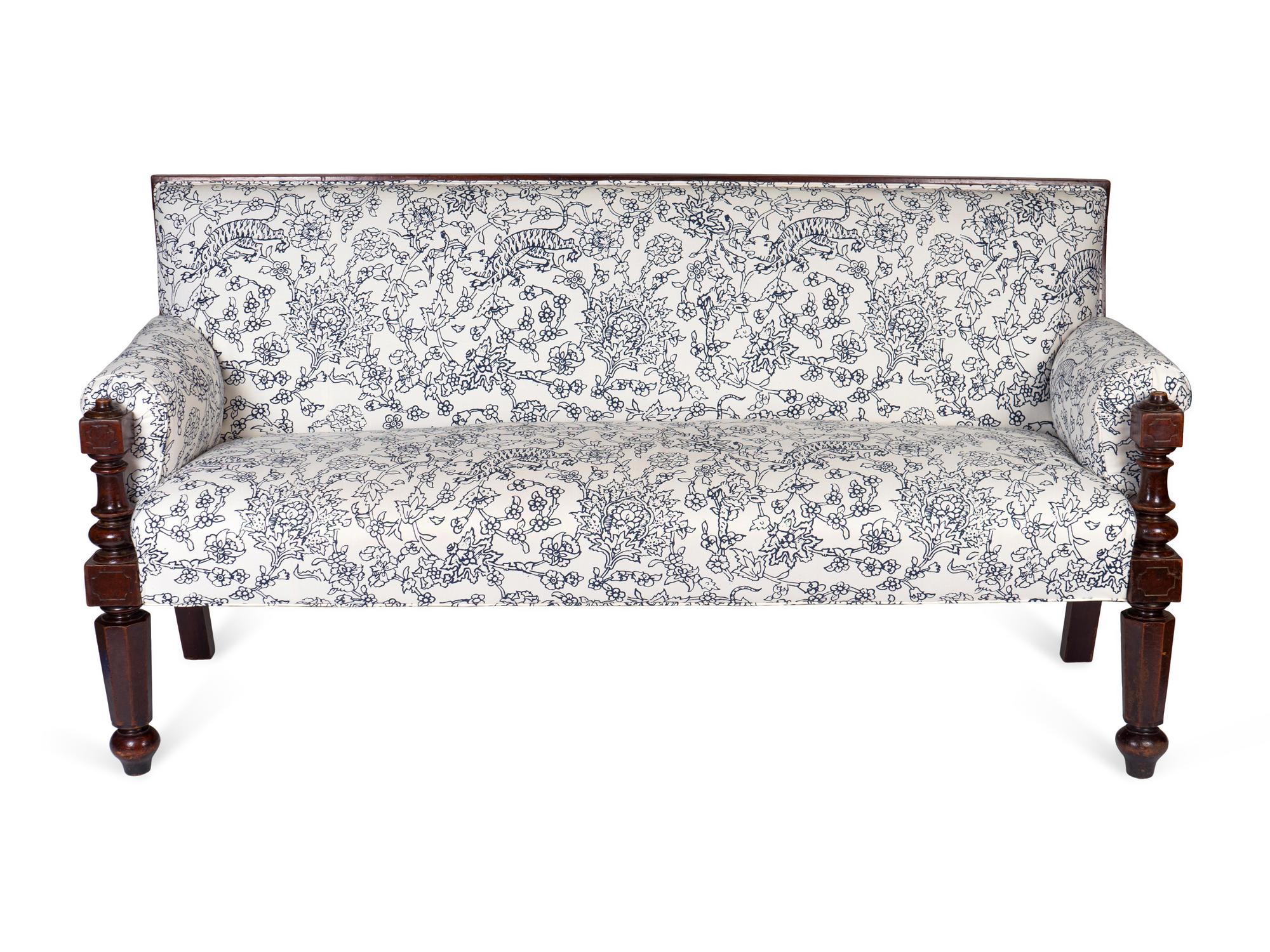 A Pair of Continental Walnut Upholstered Sofas — EARLY 20TH CENTURY