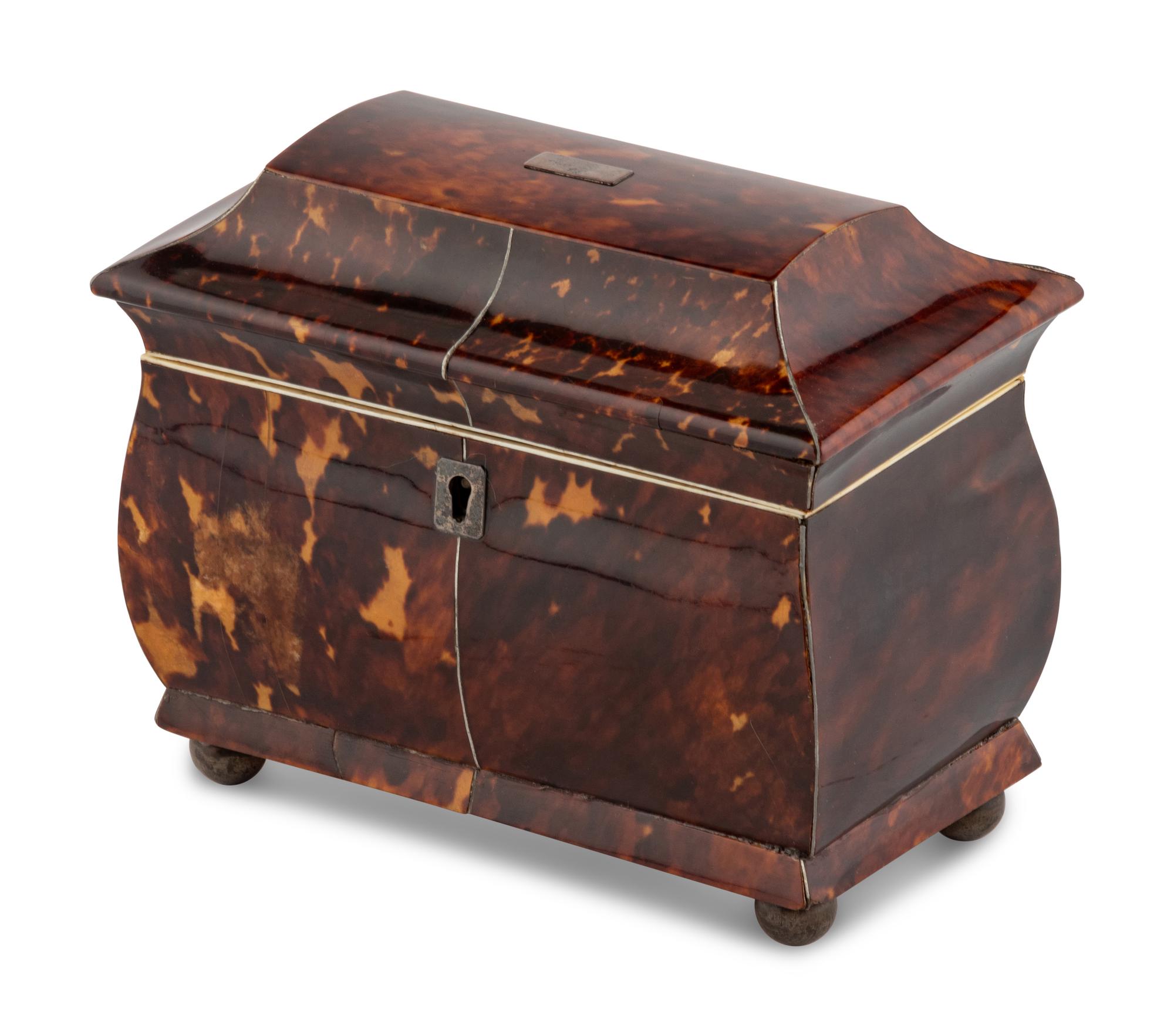 A Regency Tortoise Shell Tea Caddy