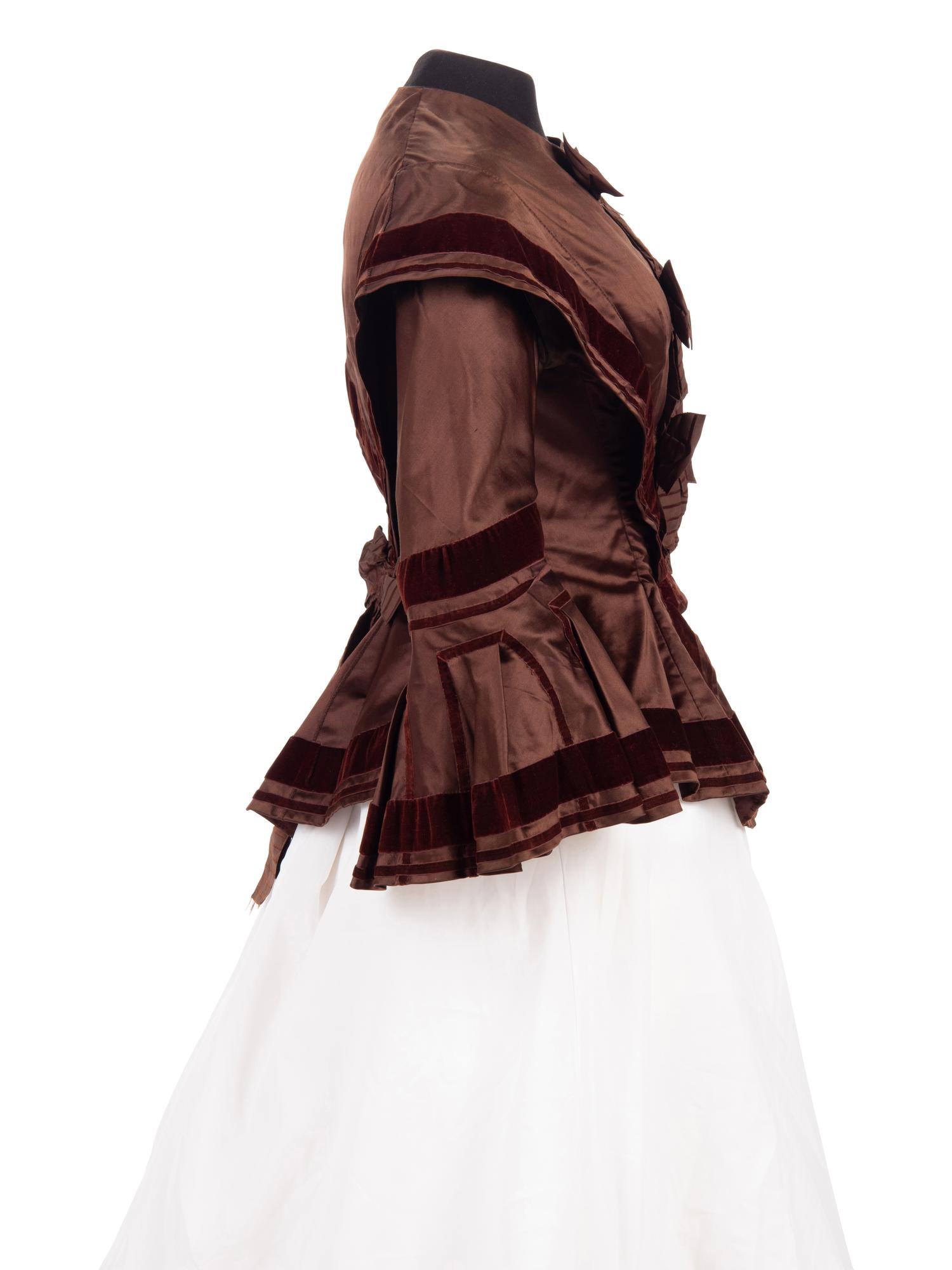 Two Silk Bodices Trimmed with Velvet, 1850s