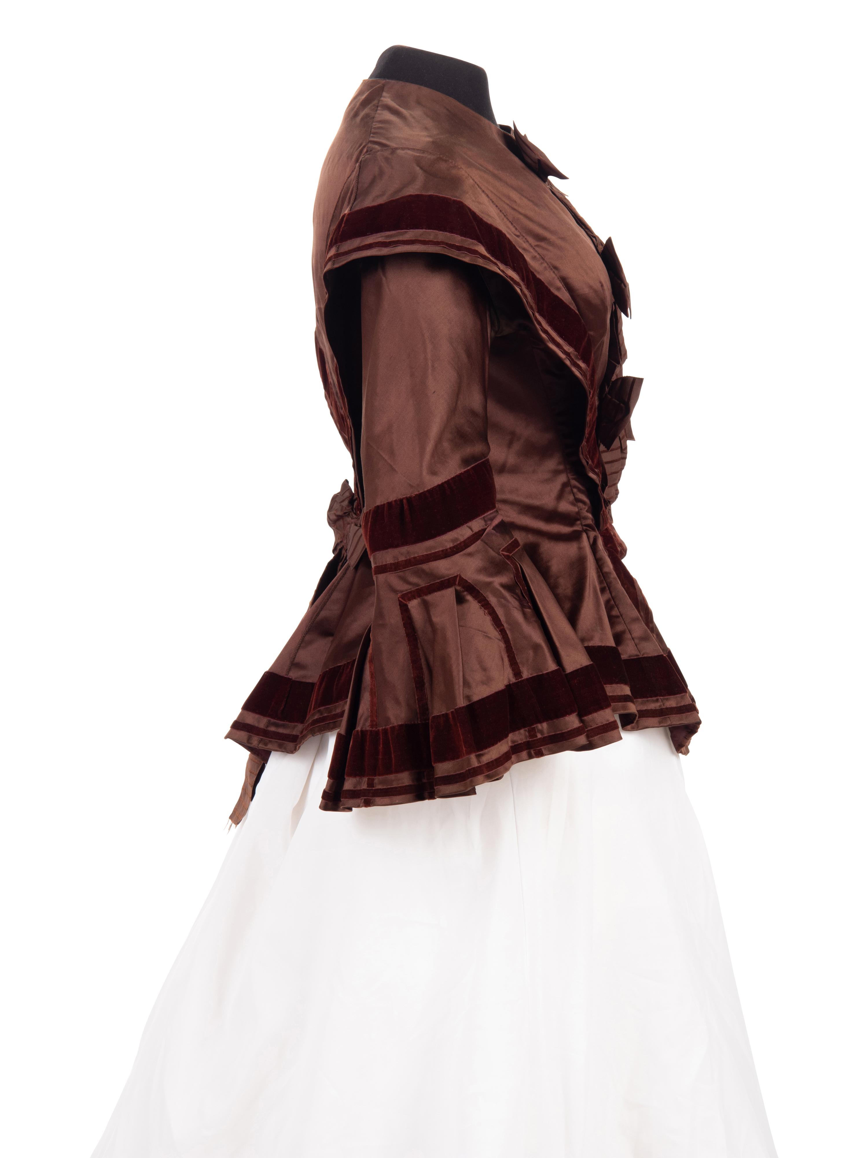 Two Silk Bodices Trimmed with Velvet, 1850s