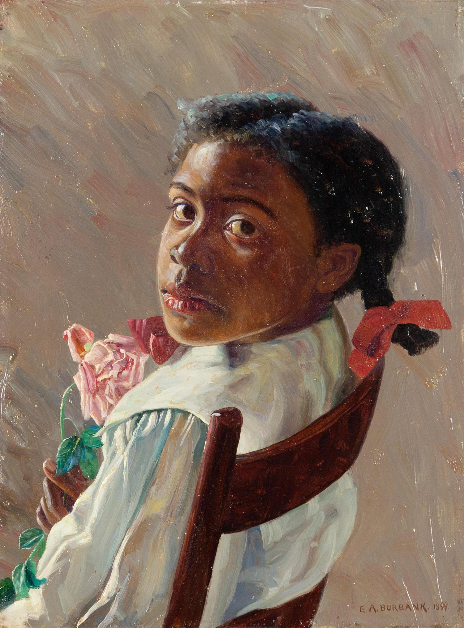 Portrait of a Girl with Bow in Her Hair , 1899 and Portrait of a Shy Girl (a pair of works)