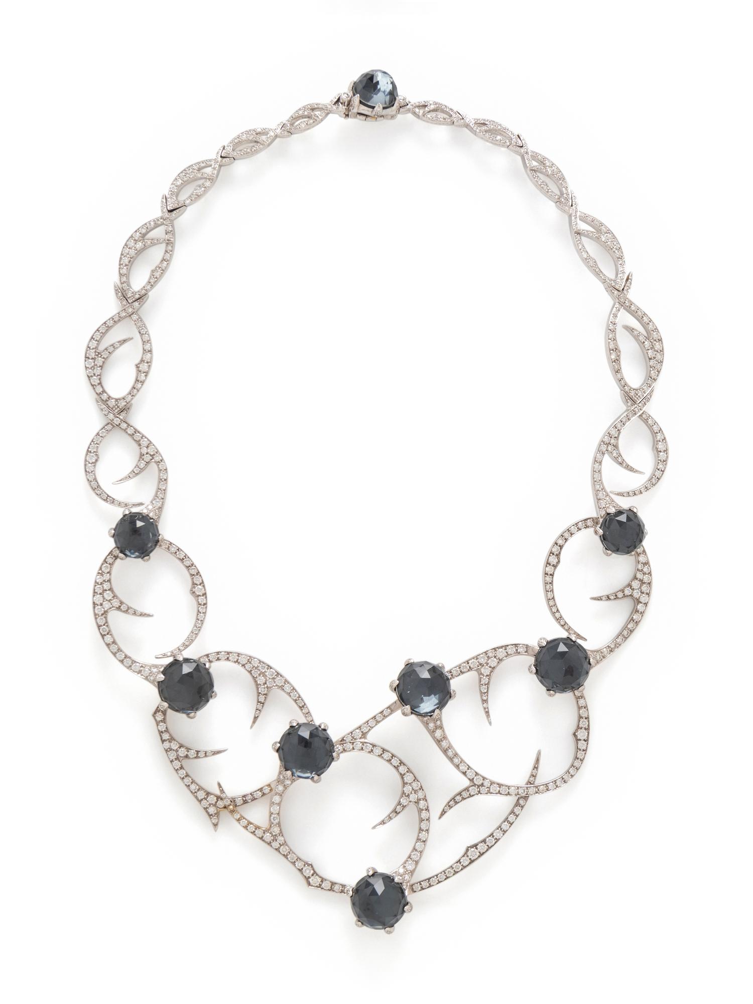 STEPHEN WEBSTER, DIAMOND, HEMATITE, AND QUARTZ 'THORN COLLAR' NECKLACE