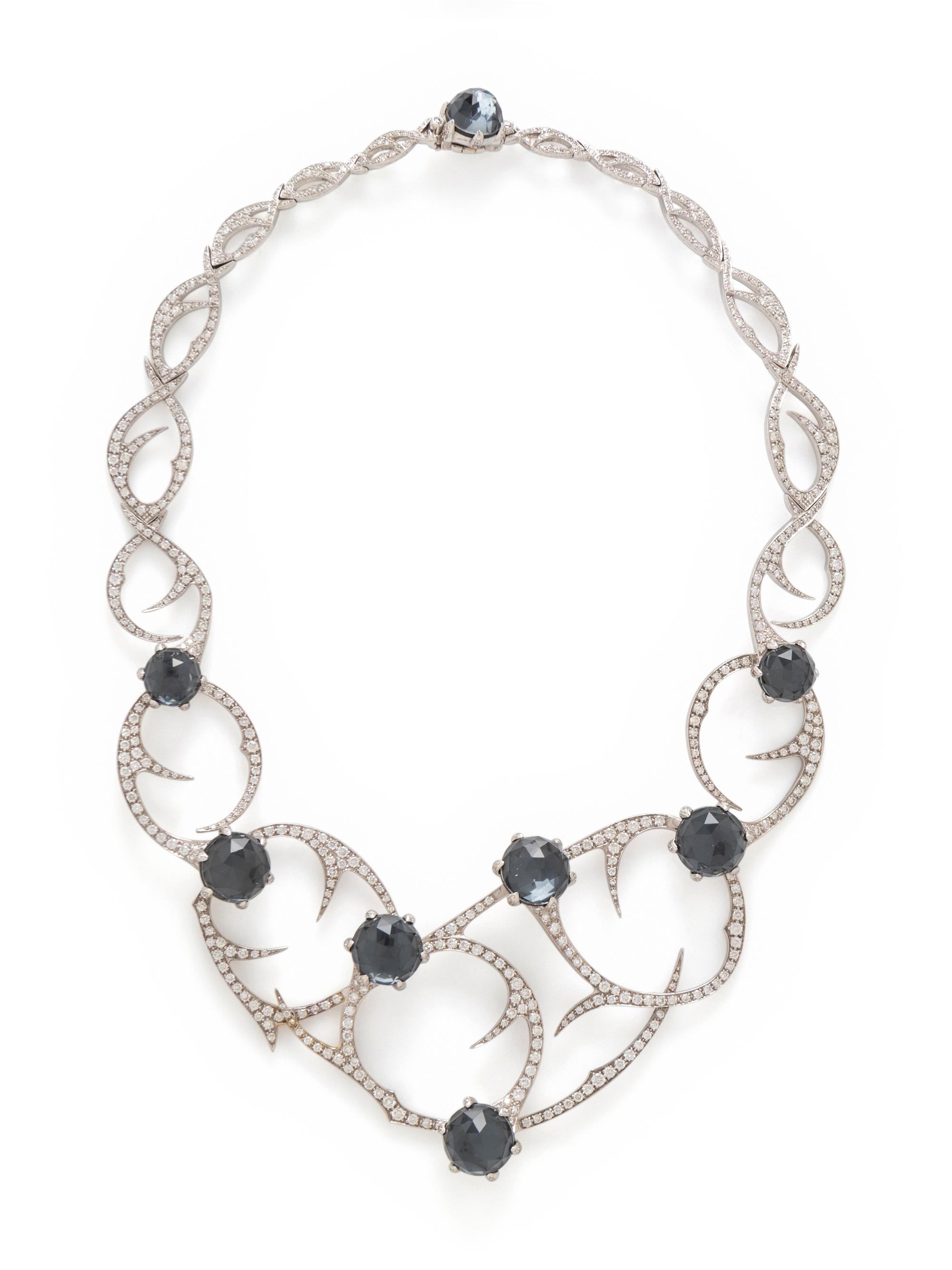 STEPHEN WEBSTER, DIAMOND, HEMATITE, AND QUARTZ 'THORN COLLAR' NECKLACE