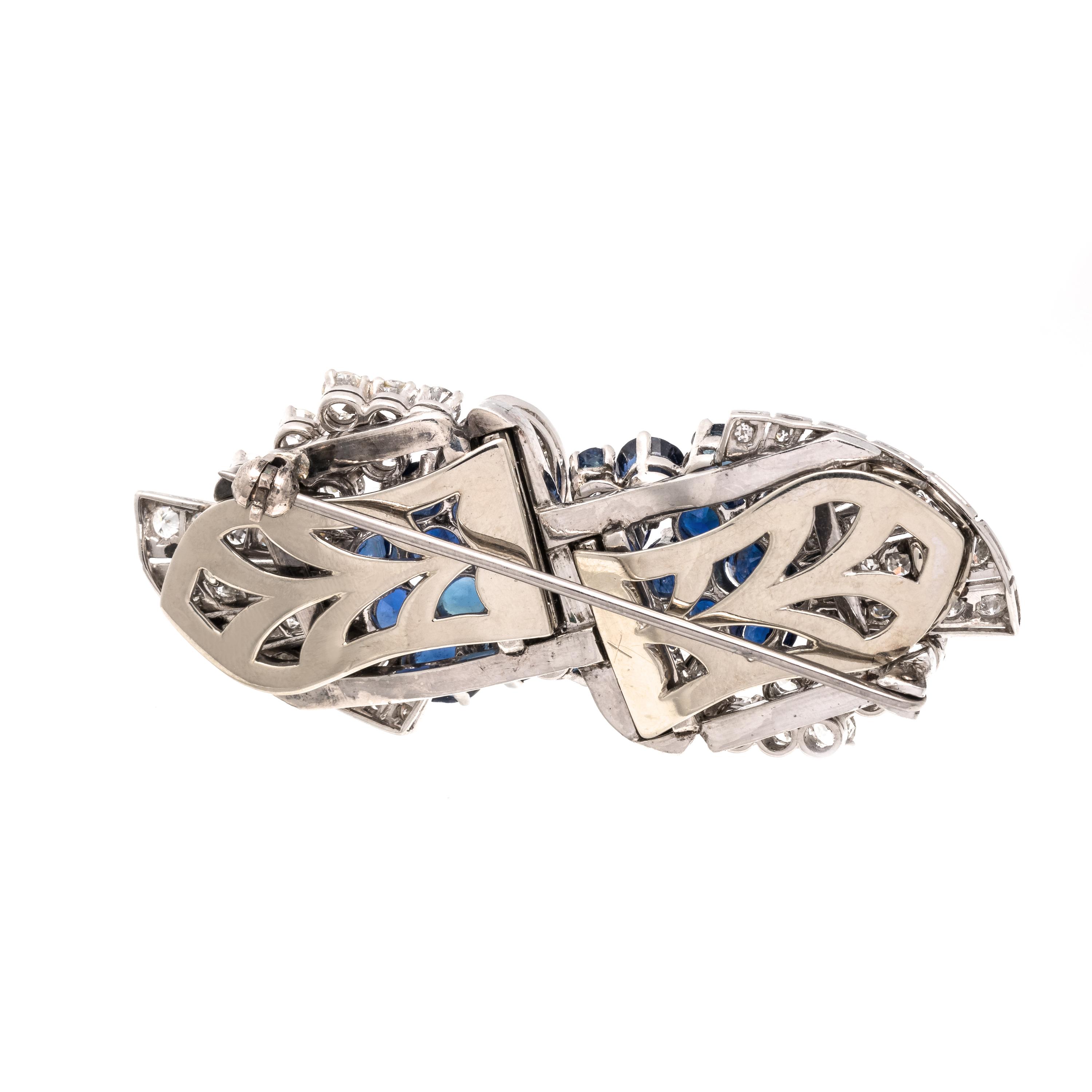 PAIR OF SAPPHIRE AND DIAMOND DRESS CLIPS