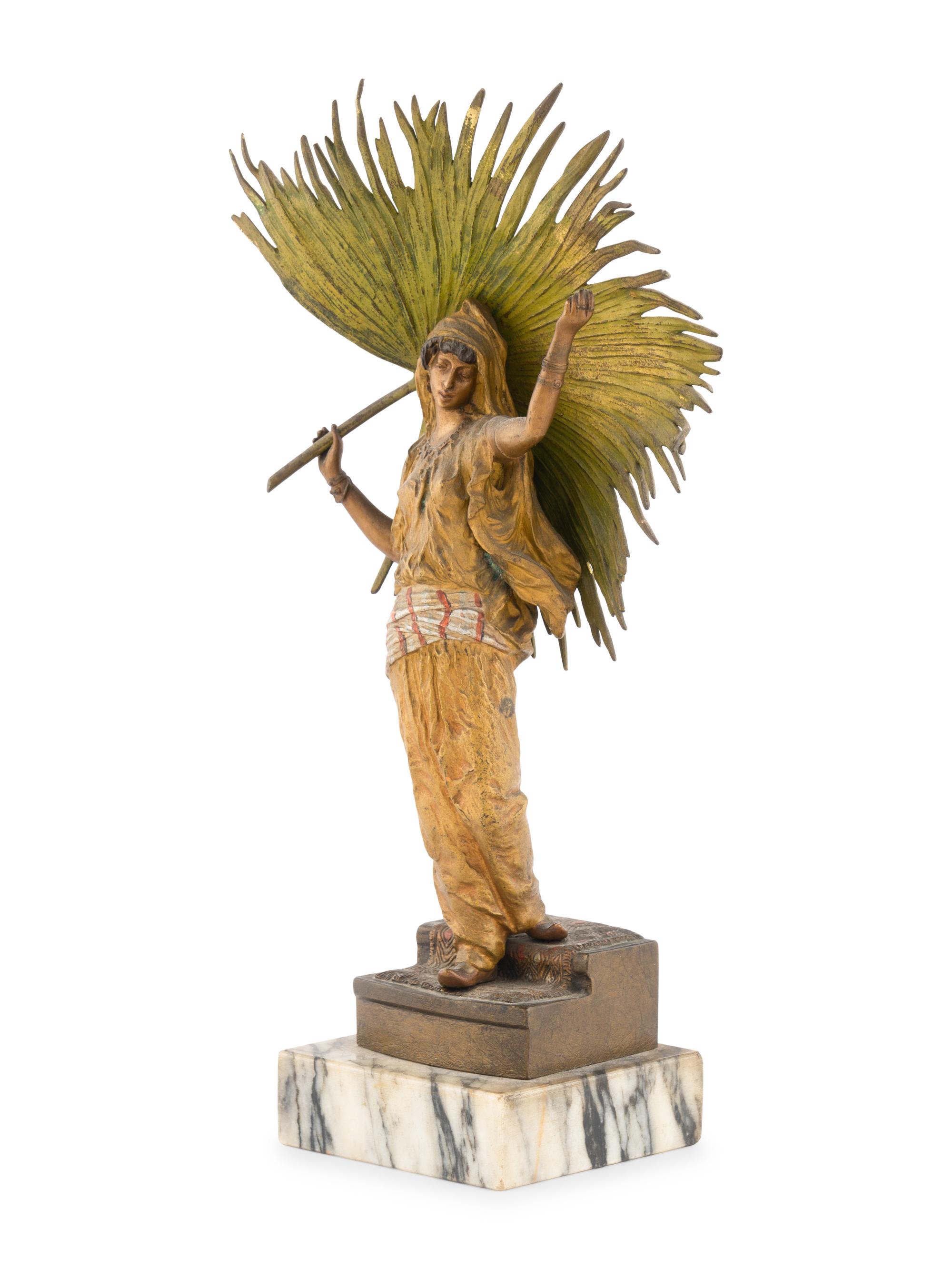 A Franz Bergman Cold Painted Bronze "Palm Leaf Dancer"