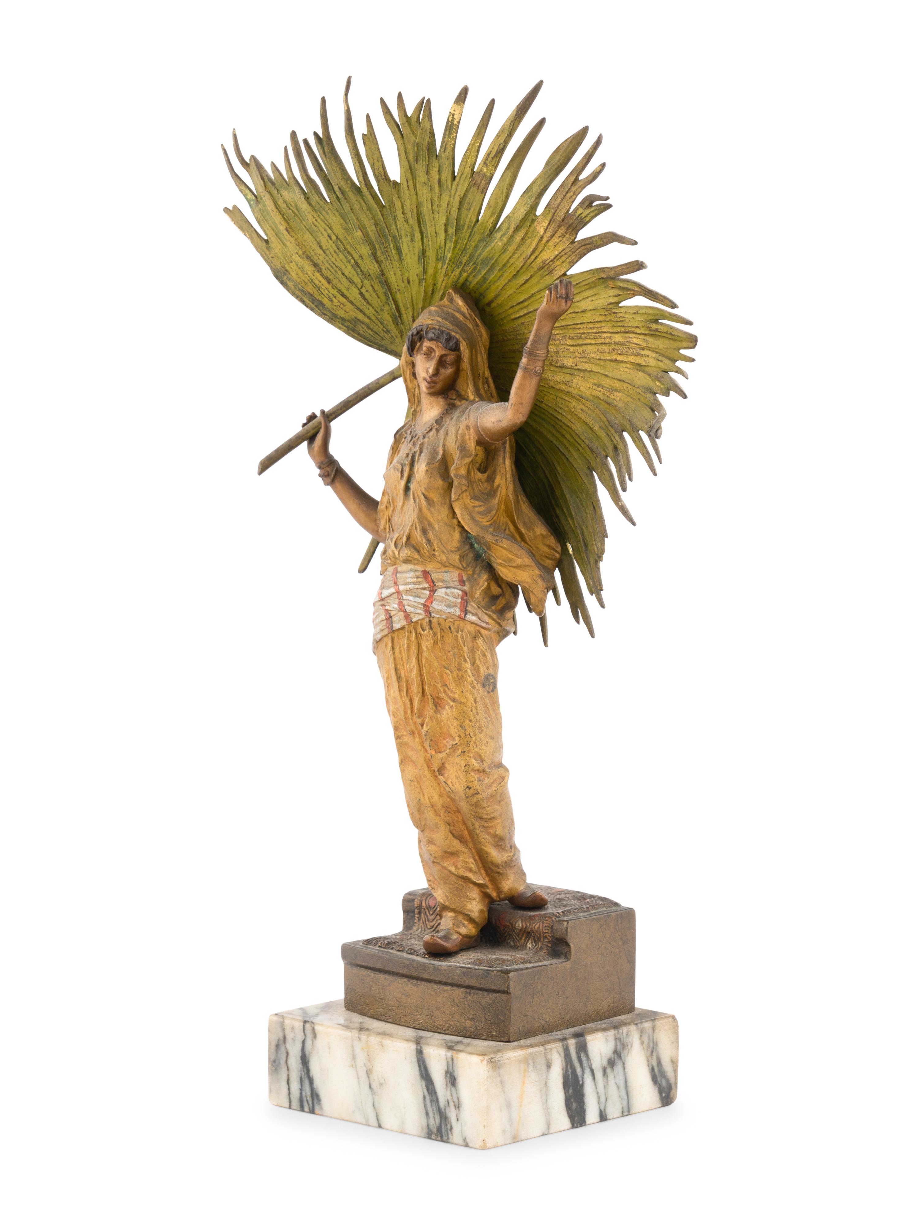 A Franz Bergman Cold Painted Bronze "Palm Leaf Dancer"