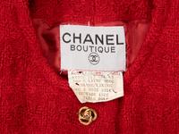 Chanel, Red Bouclé Tweed Skirt Suit