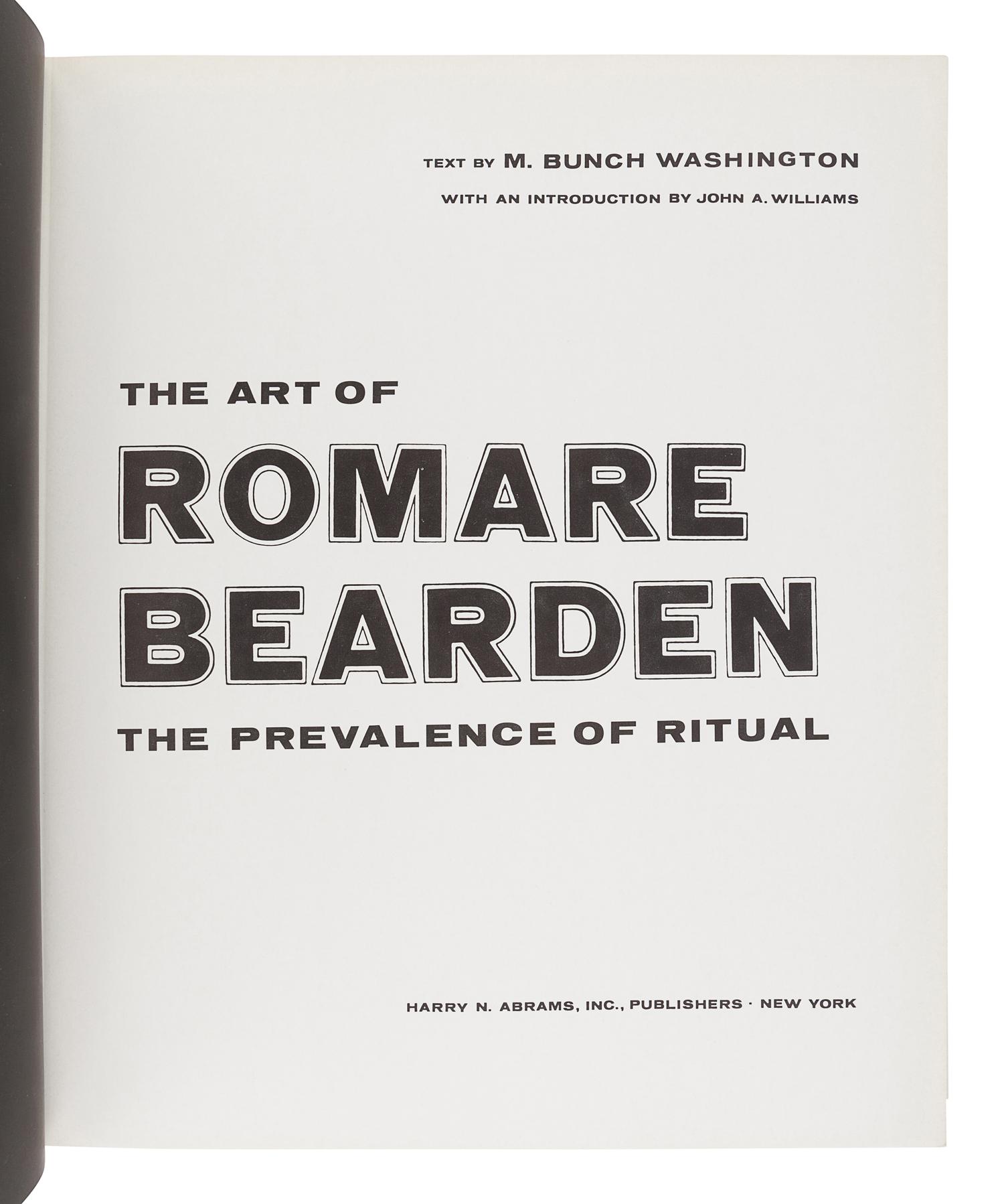 [BEARDEN, Romare (1911-1988)]. WASHINGTON, M. Bunch. The Art of Romare Bearden: The Prevalence of Ritual . New York: Harry N. Abrams, Inc., 1973.