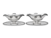 A Pair of French Silver Sauce Boats on Fixed Stands