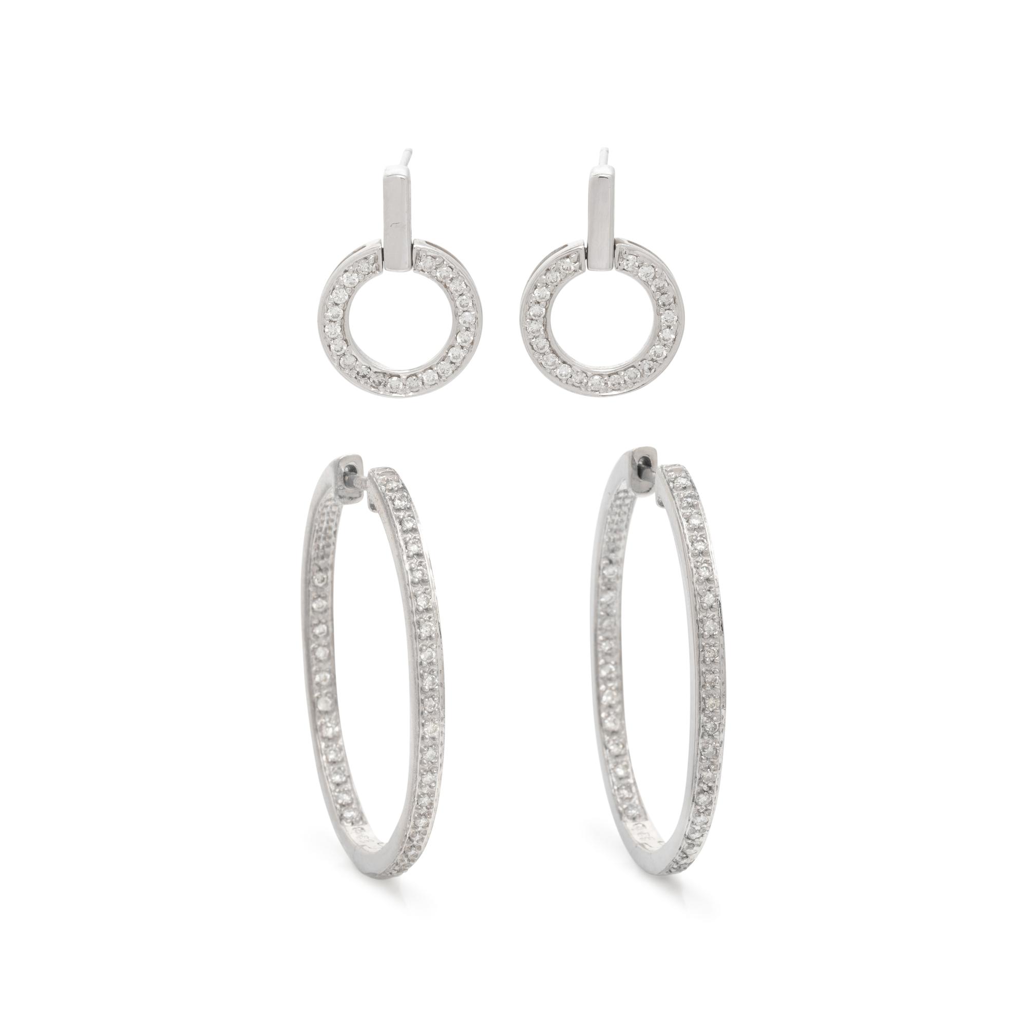 COLLECTION OF WHITE GOLD AND DIAMOND EARRINGS