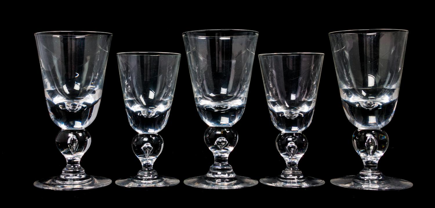 A Set of Steuben Tear-Drop Stemware for Twelve Height of taller 6 3/4 inches. — SECOND HALF 20TH CENTURY