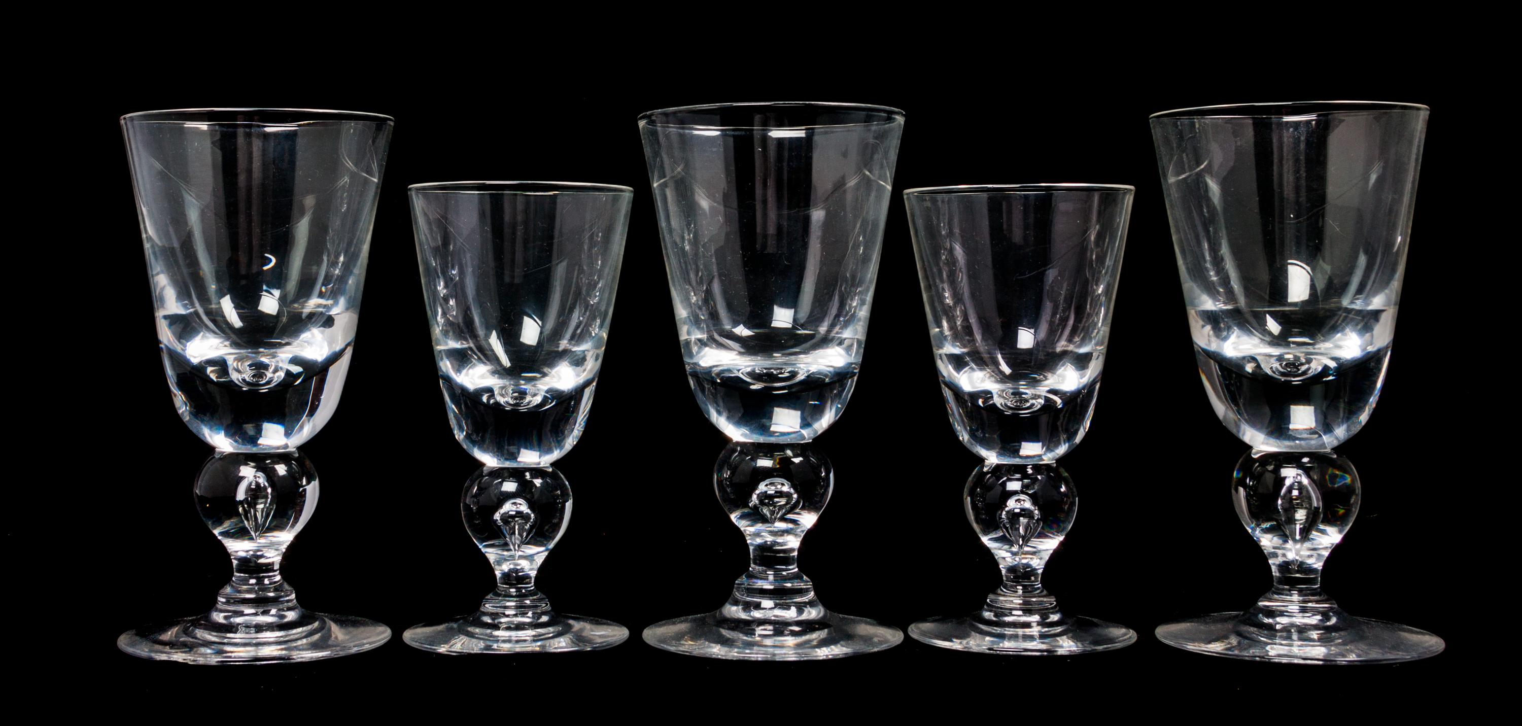 A Set of Steuben Tear-Drop Stemware for Twelve Height of taller 6 3/4 inches. — SECOND HALF 20TH CENTURY