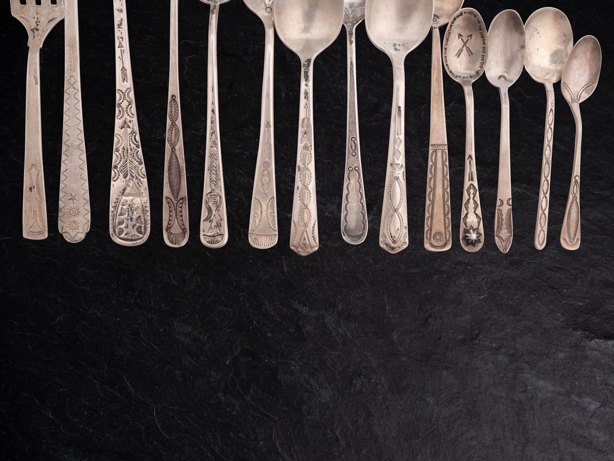 Navajo Stamped Silver Spoons and Forks
