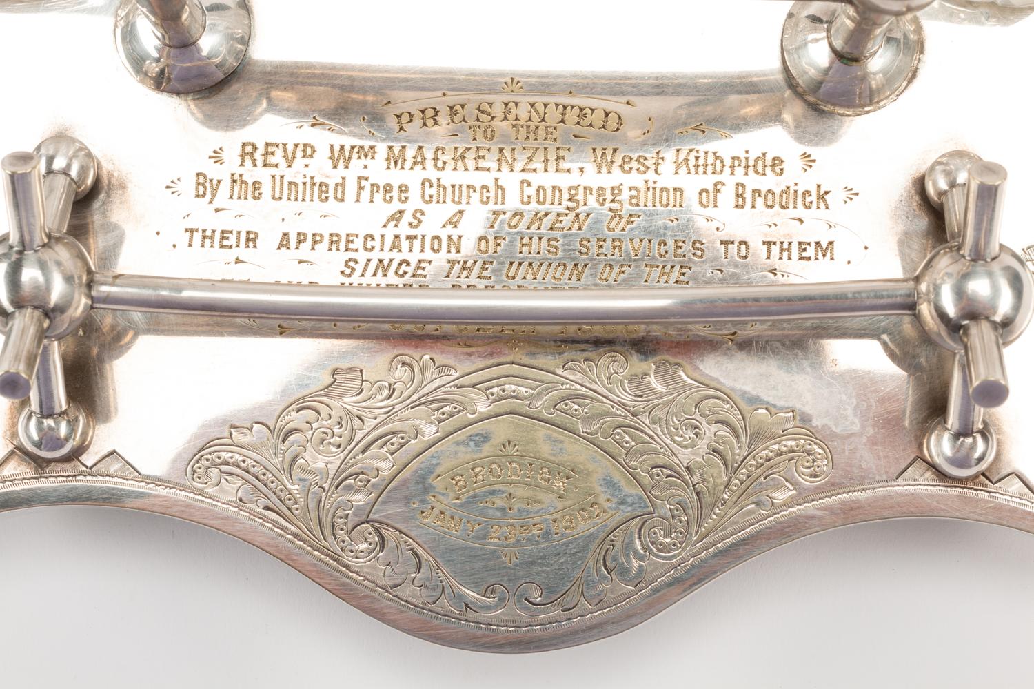 A Silver-Plate and Cut Glass Presentation Inkwell