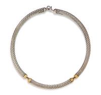 A Sterling Silver and 14 Karat Yellow Gold Cable Necklace, David Yurman. 60.90 dwts.