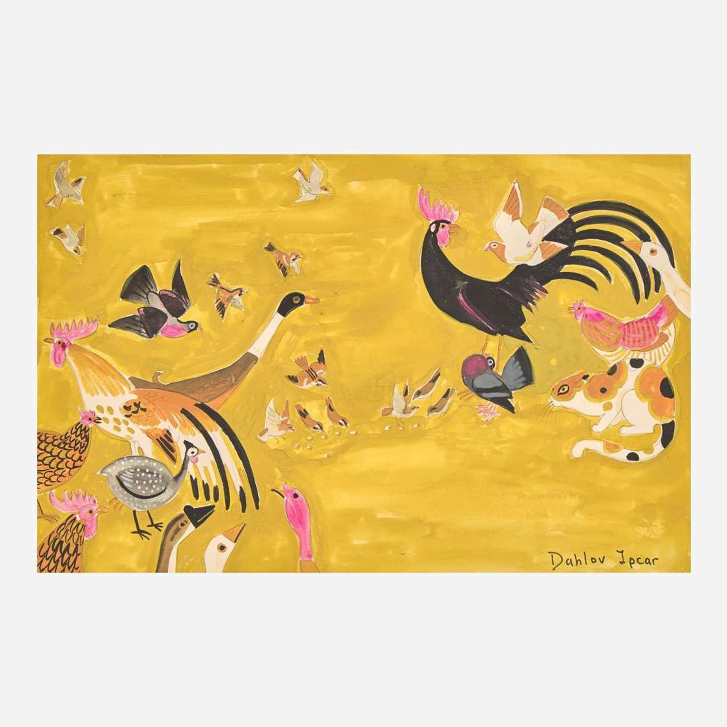 Dahlov Zorach Ipcar (American, 1917-2017) Two gouaches from Bright Barnyard